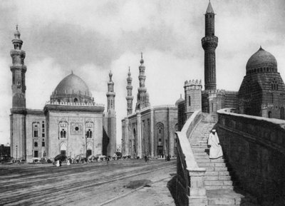 Sultan Hassan og El Rufais moskeer, Cairo, Egypten, c1920