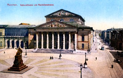 Nationalteatret og Maximilian Strasse, München, Tyskland, 1925 af Unbekannt