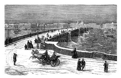 Nicolai-broen over floden Neva, Skt. Petersborg, Rusland, c1888 af Unbekannt