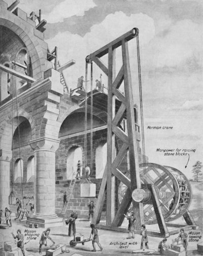 Normannerne bygger en katedral, c1934 af Unbekannt