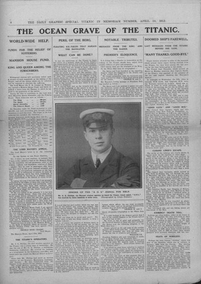 The Ocean Grave of the Titanic, og fotografi af Jack Phillips, 20. april 1912. af Unbekannt