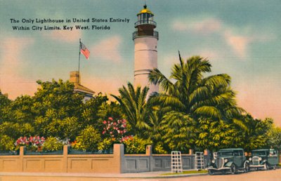 Det eneste fyrtårn i USA helt inden for bygrænser, Key West, Florida, c1940