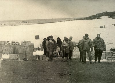 Partiet der besteg Erebus-bjerget og forlod hytten, 1908, 1909. af Unbekannt