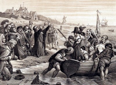 Pilgrimsfædrene forlader Delft Haven på deres rejse til Amerika, juli 1620 1878 af Unbekannt