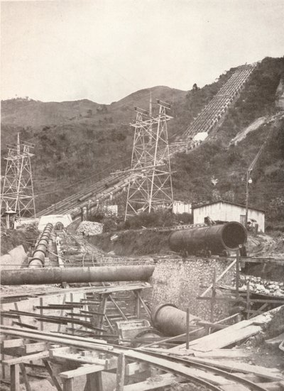 Die Rohre bei Riberao das Lages: Rio Light and Power Works, 1914 von Unbekannt