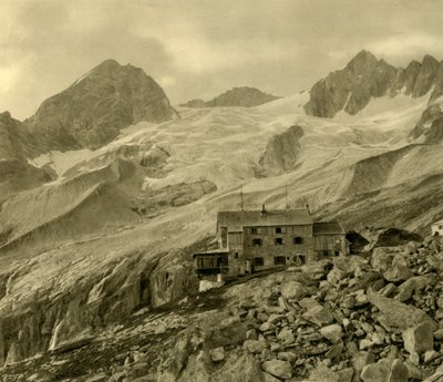 Plauener Hütte og gletsjeren, Zillergrund, Tyrol, Østrig, c1935. af Unbekannt