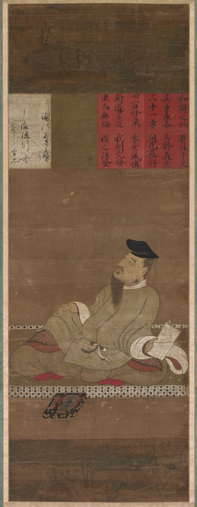 Te Poet t Kakinomoto no Hitomaro, ca. 1300-1350. af Unbekannt