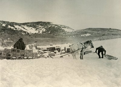 Pont Quan er ved at tegne en slædelast af butikker, c1908, 1909 af Unbekannt