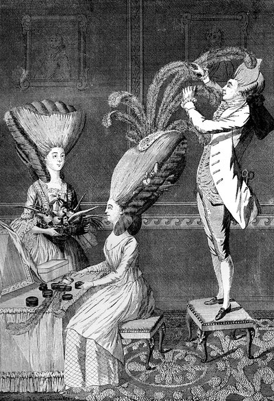 Den uhyggelige hovedkjole eller den fjerklædte dame, 1776 af Unbekannt