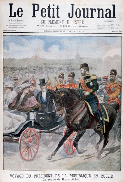 Præsidenten for Republikken Frankrig gennemgår tropper, Krasnoye Selo, Rusland, 1902 af Unbekannt