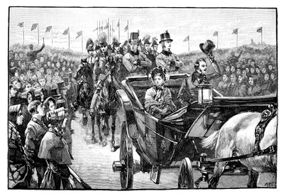 The Queens ankomst til Peel Park nær Manchester, 1851, 1888 af Unbekannt