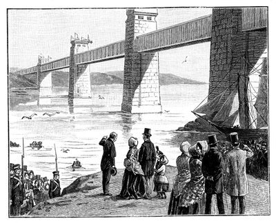 Queens besøger Britannia Tubular Bridge, Wales, c1888 af Unbekannt