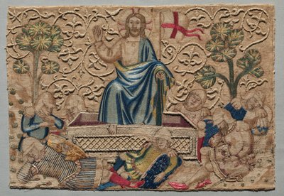Opstandelsen, fra et broderet alter frontal: 1375-1400. af Unbekannt