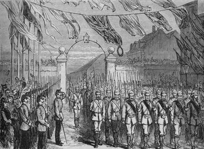 Troppernes tilbagevenden fra Ashantee, c1880 af Unbekannt