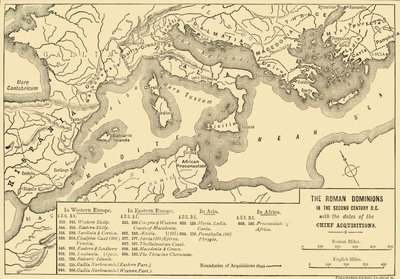 De romerske herredømmer i det andet århundrede f.Kr. med datoerne for de øverste erhvervelser, 1890. af Unbekannt