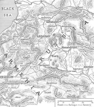 De russisk-tyrkiske grænser, 1915 af Unbekannt