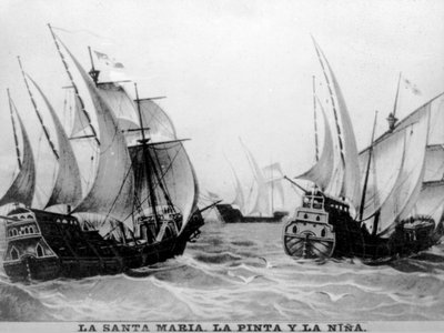 Die Santa Maria, die Pinta und die Nina, 15. Jahrhundert, 1920er Jahre von Unbekannt