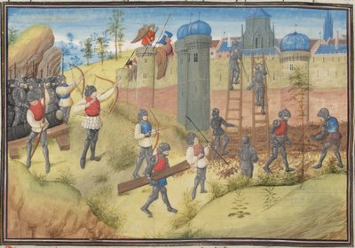 The Siege of Jerusalem, 1099. Miniature from the Historia af Vilhelm af Tyrus, 1460