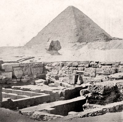 Sfinxen og den store pyramide, Egypten, begyndelsen af det 20. århundrede af Unbekannt