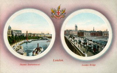Themsen Embankment og London Bridge, London, 1909. af Unbekannt