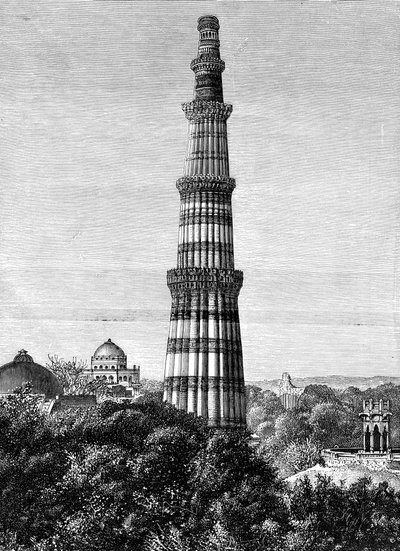 Tårnet i Kutar, Delhi, Indien, 1895 af Unbekannt