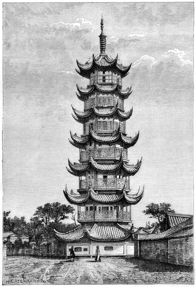 Tårnet i Long-Hua, Shanghai, Kina, 1895 af Unbekannt