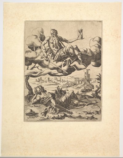Tidens triumf fra Petrarkas triumfer, ca. 1548-49. af Unbekannt