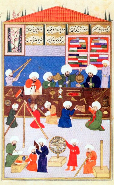 Den tyrkiske astronom Takiuddin ved sit observatorium i Galata, Istanbul, 1581 af Unbekannt