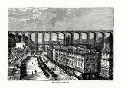 Viadukten i Morlaix, Frankrig, 1879 af Unbekannt