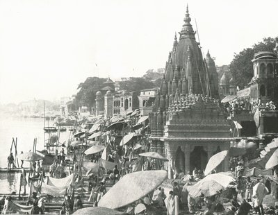 Vishnu-dammen og Ghat, Benares, Indien, 1895. af Unbekannt