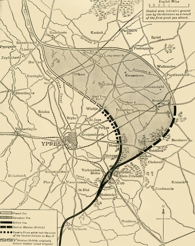 The Ypres Salient før og efter det andet slag ved Ypres..., Første Verdenskrig, 1915, c1920. af Unbekannt