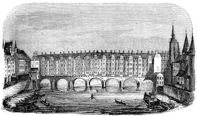De gamle Pont aux Changers, Paris, Frankrig, c1500-tallet 1849 af Unbekannt