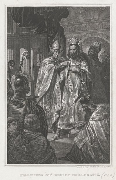 Kroningen af Baldwin I juledag 1100, 1800-tallet af Unbekannt