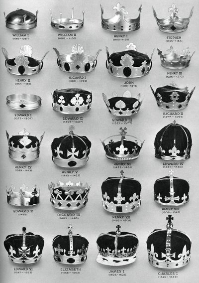 Kronerne af engelske suveræner fra Vilhelm Erobreren til Charles I, 1937 af Unbekannt