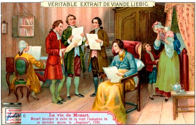 Den døende Mozart lytter til opførelsen af hans Requiem, 1791, omkring 1900 af Unbekannt
