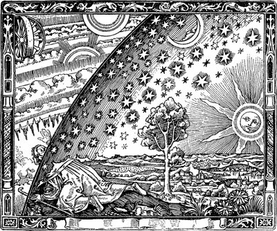 Kanten af ​​firmamentet Flammarion gravering Fra Atmosfæren. Populær meteorologi af Camille af Unbekannt