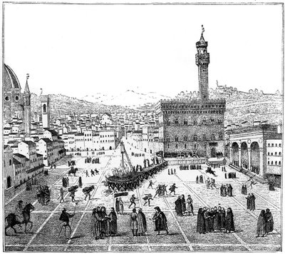 Henrettelsen af ​​Girolamo Savonarola på Piazza Della Signoria, Firenze, 1882 af Unbekannt