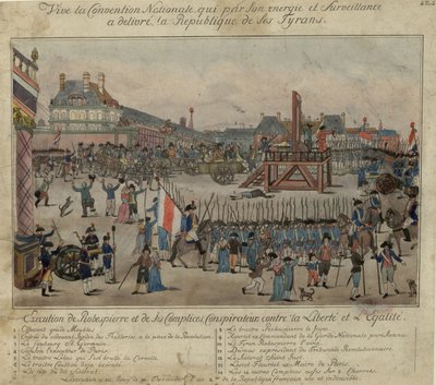 Henrettelsen af Robespierre og hans tilhængere den 28. juli 1794 af Unbekannt