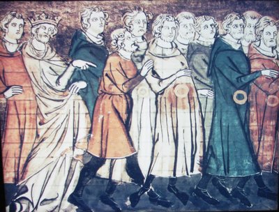 Uddrivelsen af jøder fra Frankrig i 1182 En miniature fra Grandes Chroniques de France, 1320