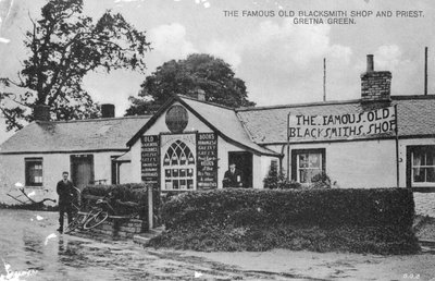 Den berømte gamle smedebutik, Gretna Green, Dumfriesshire, Skotland, 20. århundrede af Unbekannt