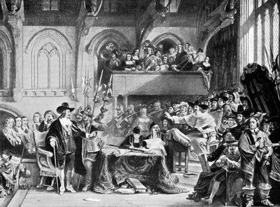 Den berømte retssag mod Charles I i Westminster Hall i januar 1649 c1905 af Unbekannt
