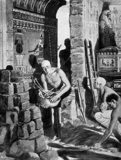 Den endelige indretning og forsegling af Tutankhamons grav, Egypten, 1325 f.Kr. 1933-1934 af Unbekannt