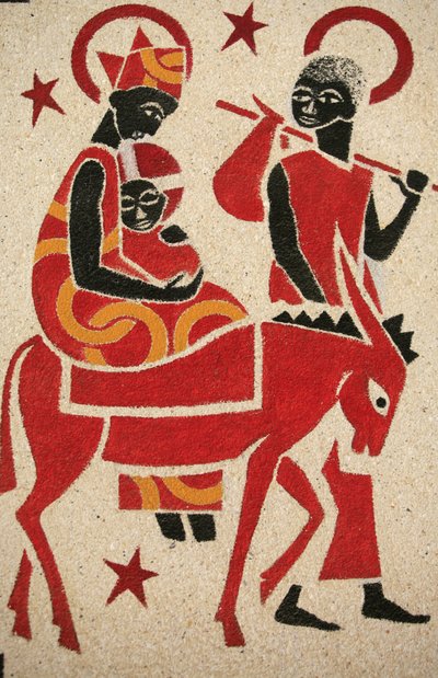 Flyveturen til Egypten Keur Moussa klosterkirkens fresko blev designet og malet i 1963 af Dom Georges Saget Keur Moussa Senegal af Unbekannt