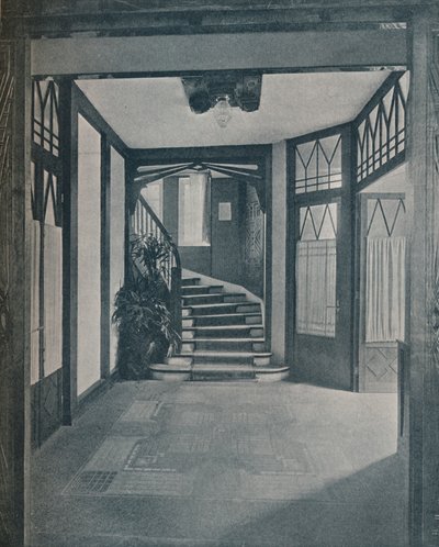 Gulvet og trappen i Behrens House, designet af Peter Behrens, 1901 af Unbekannt