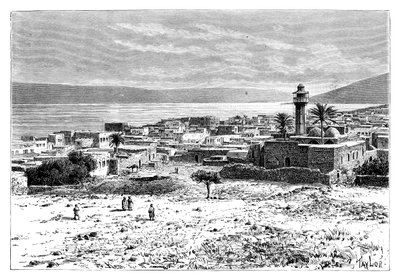Søen og byen Tiberias, Israel, 1895 af Unbekannt