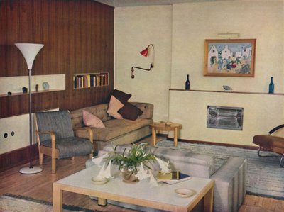 Stuen i en lejlighed i London, redesignet af Serge Chermayeff, F.R.I.B.A., 1936 af Unbekannt
