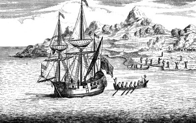 Massakren og afbrændingen af to landsbyer på Madagaskar, c1500-tallet af Unbekannt