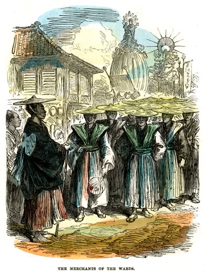 Købmændene i menigheden, nytårsfestoptog i Yokohama, Japan, 1872 af Unbekannt