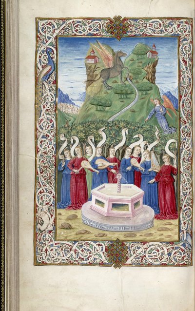 De ni muser med Pegasus og Mount Helicon fra Argumentum af Guarinus Veronensis, 1485-1499 af Unbekannt
