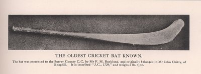Den ældste kendte cricketbat, 1912. af Unbekannt